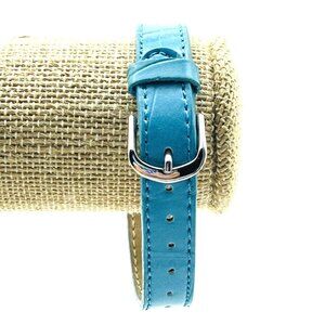 Teal Blue Faux Leather Bracelet Silver Buckle Adjustable Unbranded